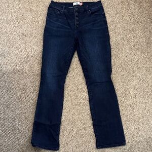 CAbi Women's Dark Blue Button Fly Straight Leg Jeans